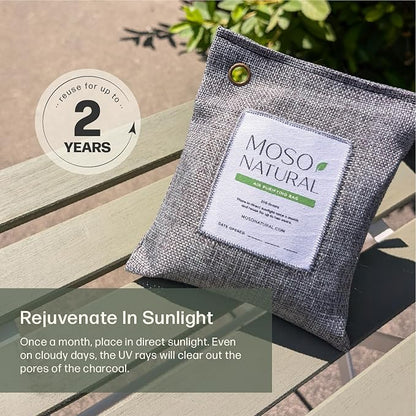 Moso Natural Air Purifying Bag 200g | HGTV Editor's Pick | Premium Bamboo Charcoal Odor Absorber for Home & Car | Closet Odor Eliminator & Car Air Freshener | Long Lasting Charcoal Bags Cover 90sqft