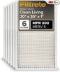 Filtrete 20x30x1 Air Filter, MPR 300, MERV 5, Clean Living Basic Dust 3-Month Pleated 1-Inch Air Filters, 6 Filters