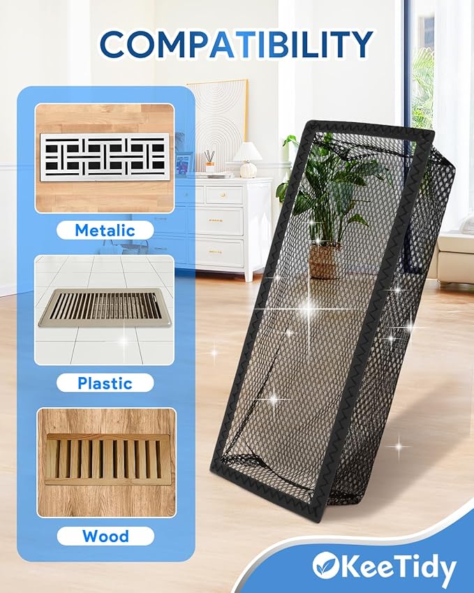 Floor Vent Screen Net, 4" x 10" Air Vent Screen Filter Mesh Catches Toys Snacks Pet Hair and Pet Food, Keeps Bugs Out for Home, 3 Pack