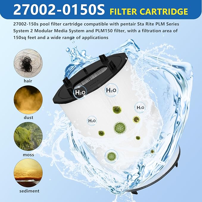 27002-0150S Pool Filter Cartridges Compatible with pentair sta-rite 27002-0150S Pool Filter System 2 Modular Media Pool and PLM150 D.E. Filter,150 sq.ft D.E. Filter with 24800-0121 Air Bleed Assembly