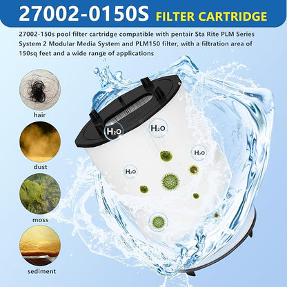 27002-0150S Pool Filter Cartridges Compatible with pentair sta-rite 27002-0150S Pool Filter System 2 Modular Media Pool and PLM150 D.E. Filter,150 sq.ft D.E. Filter with 24800-0121 Air Bleed Assembly