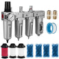 NANPU 1/2" NPT Industrial Grade 4 Stage Air Drying System - Double Particulate Filters, Coalescing Filter, Desiccant Dryer & Air Regulator, Metal Bowl, Auto Drain, for Paint Spray＆ Plasma Cutter