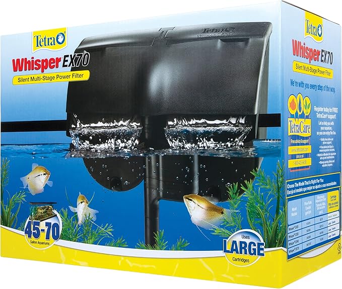 Tetra Whisper EX 70 Filter For 45 To 70 Gallon aquariums, Silent Multi-Stage Filtration