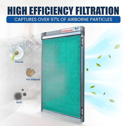 16x25x1 Polarized Media Electronic Air Filter - High Air Flow - Homeowner Installed - 1-Yr Supply of Replacement Pads - Simply Replace Your Current AC/Furnace Air Filter and PLUG IT IN!