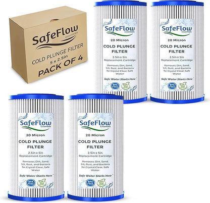 5" x 2.5" Cold Plunge Filter 20 Micron – Fits The Pod Ice Cold Plunge Water Chiller, Cold Plunge Filters, and Under Kitchen Sink Systems (4)
