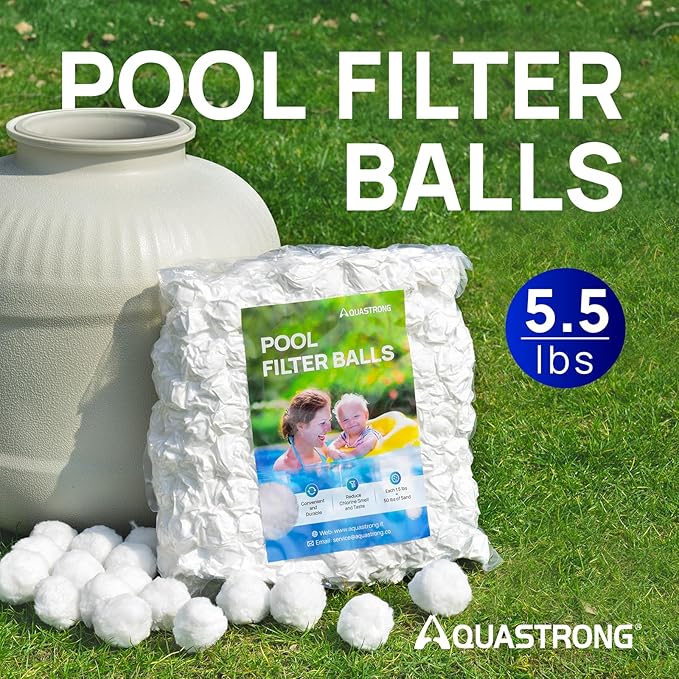 AQUASTRONG Pool Filter Balls for Sand Filters, 5.5 lbs Reusable Pool Sand Filter Balls (Replaces 200 lbs of Sand), Efficient Water Filtration Pool Filter Balls for Swimming Pools, Filter Pumps