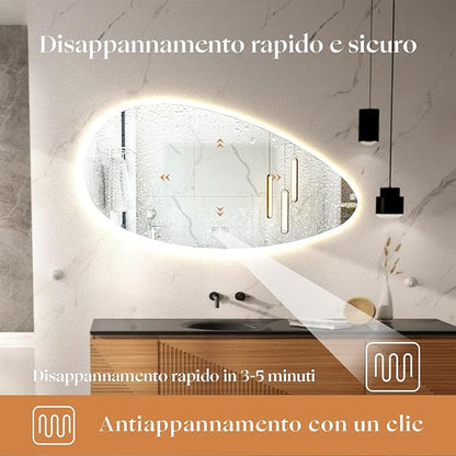 500 X800 mm Illuminated Backlit LED Bathroom Mirror, Wall Mounted Multifunction Bathroom Vanity Mirror with Lights and Demister Pad, Energy-Saving Illuminated Smart Mirror