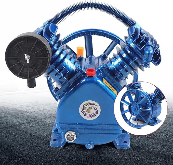 Air Compressor Pump Head 3Hp 175PSI 2-Cylinder Air Compressor Pump Pneumatic Air Compressor Motor Air Pump Head For Mining Construction Scientific Research Factory 2200W 13.78 * 9.84 * 12.6In