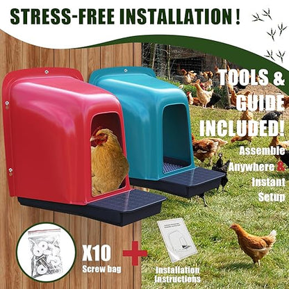 Nesting Boxes for Chickens - 10 Pack Roll Away Nesting Boxes Chicken Coop with Perch, Durable Plastic Chicken Laying Box with Pull Out Egg Tray, Poultry Farm & Hen House Accessories