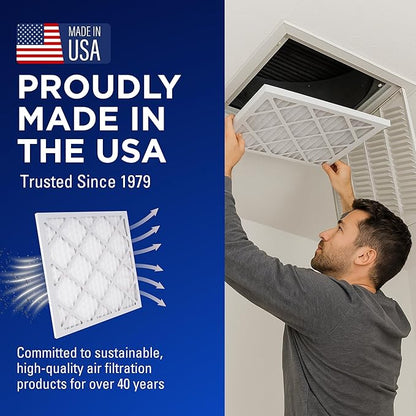 16x20x1 Air Filters, MERV 8 Pleated HVAC AC Furnace Filter Replacement, For Home and Commercial Use, Dust, Pet, & Lint, Made In USA, Easy Install (6 Pack)