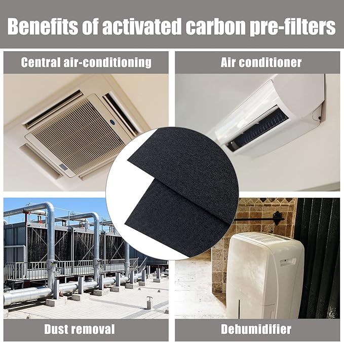Carbon Fabric Filter - 16" x 48" x 0.2" Activated Charcoal HEPA AC Vent Filter - 1 Pack