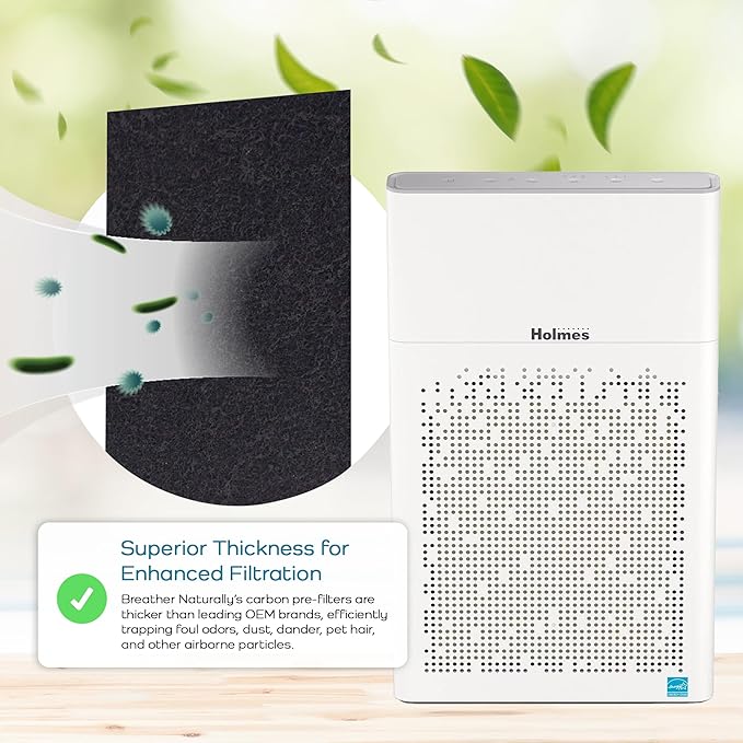 Breathe Naturally - Hapf600 HEPA Carbon Filter Replacement for Holmes Air Purifiers - High Efficiency Carbon Air Cleaner Filters - Compatible with Holmes HAPF600 Series - (2 Pack Carbon Filter C)