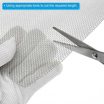 PATIKIL 40" L x 10" W Woven Wire Mesh, 12 Mesh 316L Stainless Steel Air Vent Filter Screen for Window Security Vent Cover Filtration Animals Fence