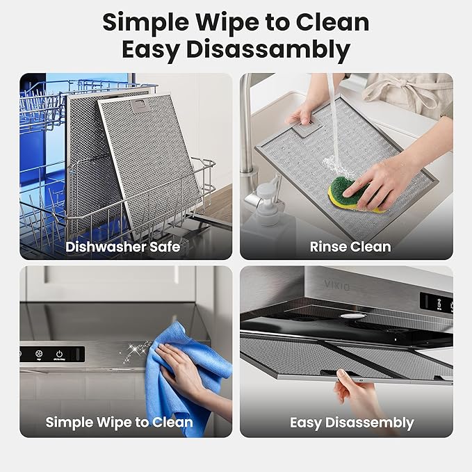 30 Inch Under Cabinet Range Hood, 900CFM Fast Venting Ducted, Kitchen Hood With 3 Speed Gesture Sensing & Touch Control, Stainless Steel Stove Vent Hood With Reusable 5-Layer Baffle Filters