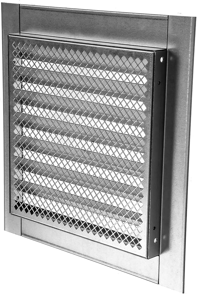 Repa Market 8" x 8" Inch (Inner Dimensions) Galvanized Steel Soffit Vent Cover - Louvered Square Gable Vent with Mesh Screen - Intake/Exhaust Ventilation Grill - HVAC Ducting Return Air Vent Cover