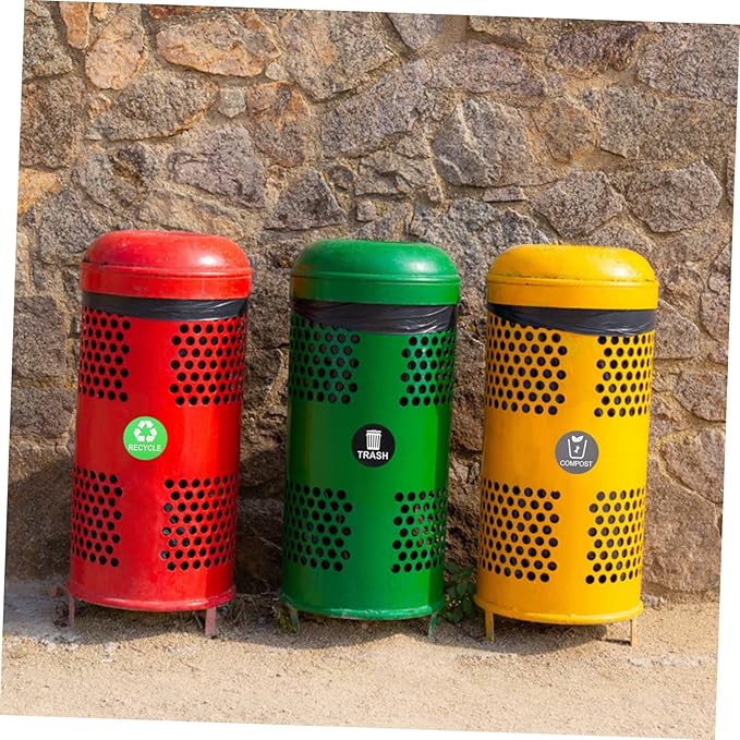 Garbage Can Recycling Stickers 9pcs Waste Sorting Decals Removable Adhesive Black Small Trash Can