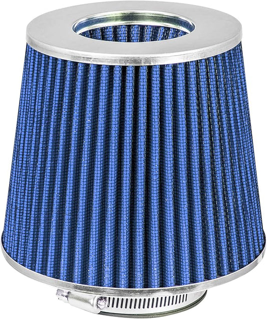 Mortar Aftermarket Auto Air Filter Replacement - Car Enthusiast Class Universal Cold Air Intake Gulps in More Air for More Engine Power & Passionate Induction Sound, 2.75 In, Blue