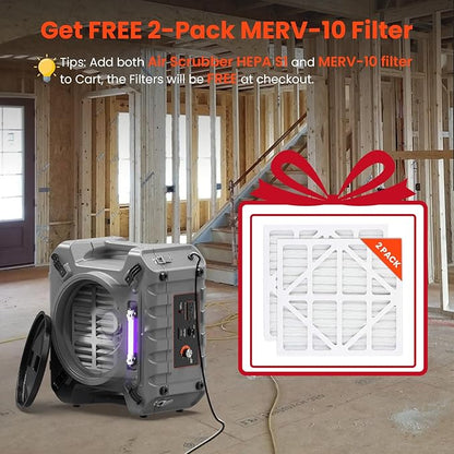 Abestorm Commercial Air Scrubbers for Home, 750 CFM HEPA Air Scrubber with UV-C Light 4-Stage Filtration, Negative Air Machine for Damage Restoration, Stackable, S1
