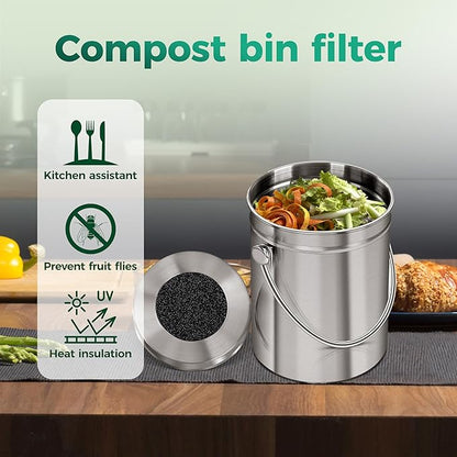 Polyurethane Activated Charcoal Filters -7 Pack 4.5 Inch Square Strong Odor Control Replacements for Kitchen and Countertop Compost Buckets/Bins