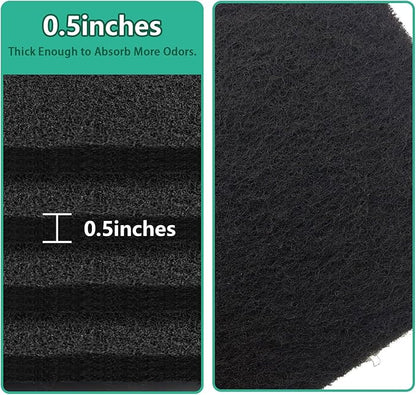 Lubise 8 Pcs 0.5in Charcoal Filters Compatible with Van Ness Cat Litter Box, 4.5 x 6.5Inch Replacement Activated Carbon Premium Odor Filters for Pureness F6 Zeloite Air Filter, Black