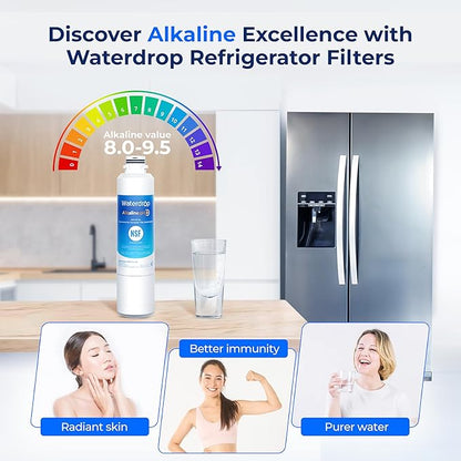 Waterdrop Alkaline DA29-00020B Replacement for Samsung® Water Filter HAF-CIN/EXP, HAF-CIN, DA29-00020B-1, DA97-08006A-1, RF28HMEDBSR, RF263BEAESR, RS25J500DSR, RF263TEAESG, 2 Filters