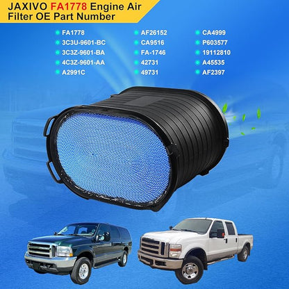 CA9516 Engine Air Filter for Ford 03-07 F250 F350 F450 F550 Super Duty 6.0L V8 Diesel,03-05 Excursion 6.0L V8 Diesel,Replaces 3C3U-9601-BC,3C3Z-9601-BA,FA1778
