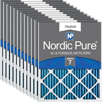 Nordic Pure 16x25x1 (Actual Size: 15 1/2 x 24 1/2 x 3/4) Pleated MERV 7 Air Filters 12 Pack