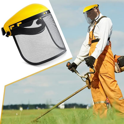 Amylove 6 Pcs Safety Face Shield with Mesh Weed Whacking Face Shield Masks Chainsaw Gardening Weed Mover Protection (Yellow)