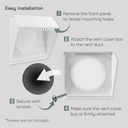 Vent Systems 10" Inch Exhaust Vent Cover with Rubber Gasket - White Galvanized Steel - Robust and Weatherproof Outdoor Air Exhaust Box - Duct or Surface Mounting - Rain and Snow Protection
