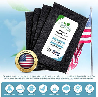 Breathe Naturally - Hapf600 HEPA Carbon Filter Replacement for Holmes Air Purifiers - High Efficiency Carbon Air Cleaner Filters - Compatible with Holmes HAPF600 Series - (4 Pack Carbon Filter C)