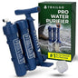 Pro Water Purifier Water Purification System for Survival - High-Volume Hand Pump Portable Water Filter for Camping, Hiking, Hunting, Emergency Preparedness - 3-Stage Water Filtration System