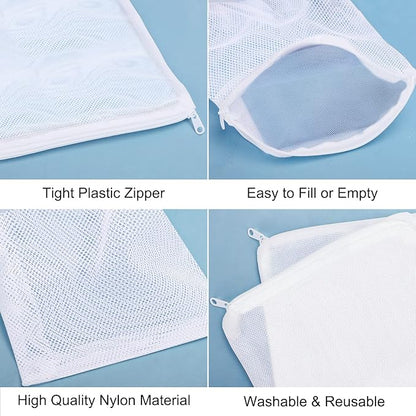 Segarty Filter Media Bags, 10PCS 11.7x7.8 Inch Aquarium Nylon Mesh Bags with Plastic Zipper, Fish Tank White Net Bags for Pellet Carbon, Bio Balls, Ceramic Rings, Ammonia Remover