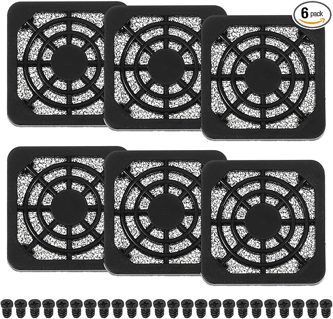 PATIKIL 40mm Fan Filter Grill, 6 Pcs Plastic Ventilation Dustproof Grill Covers Cooling Ventilator with Screws for Industry Workshop Computer Case Refrigerators Air Conditioning, Black