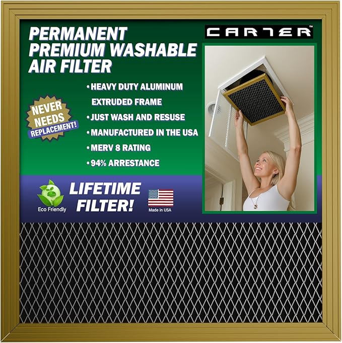 CARTER | Gold | MERV 8 | HVAC & Furnace Filter | Washable Electrostatic ((14x30x1))