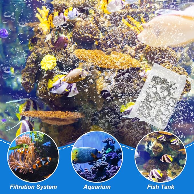 15 Pcs Aquarium Filter Media Bags, Fine Mesh Filter Bags with Plastic Zipper, Reusable Polyester Net Bag for Activated Carbon, Bio Balls, Ceramic Rings, Fresh Saltwater Tanks (2.4" x 4")