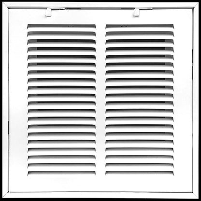 HVAC Premium 8" X 8" Steel Return Air Filter Grille for 1" Filter - Fixed Hinged - HVAC DUCT COVER - Flat Stamped Face - White [Outer Dimensions: 10 5/8"w X 10 5/8"h]