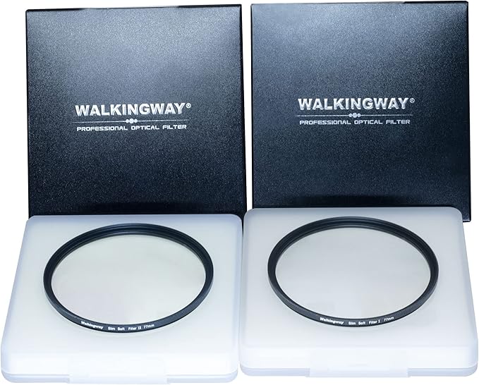 WalkingWay White Mist 52MM Soft Focus Filter Set - Dreamy Fog Effect for Video/Vlog/Portrait Photography - 2pcs (Soft 1 and 2)