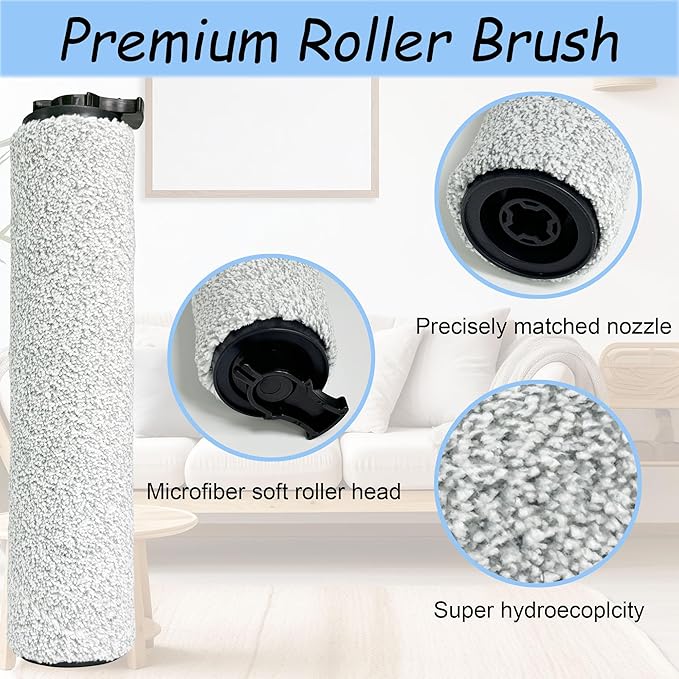 Replacement Brush Rollers and Filters for Bissell CrossWave HF2/3845N/3831 Floor Scrubber Wet-Dry Vacuum Cleaner, 2 Roller Brushs, 2 Filters, 1 Cleaning Brush