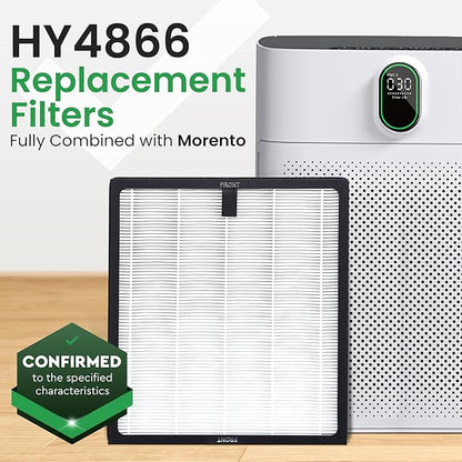HY4866 Air Purifier Replacement Filter - 4 Pack Compatible with MORENTO, WESTHEY HY4866, YIOU M1 - True HEPA Filter, 4 Stage Filtration, Carbon & Silver Technology