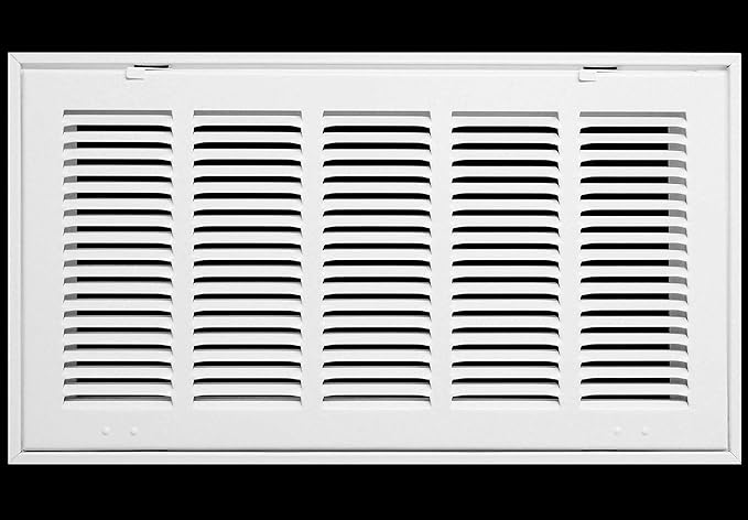 HVAC Premium 20" X 6 Steel Return Air Filter Grille for 1" Filter - Fixed Hinged - Ceiling Recommended - HVAC Duct Cover - Flat Stamped Face - White [Outer Dimensions: 22 5/8" X 8 5/8"]