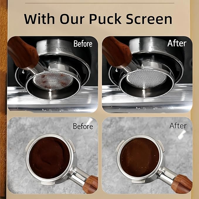 Espresso Puck Screen for 54mm Portafilter Basket, 1.7mm Thickness Made with 316 Stainless Steel, Coffee Machine Reusable Filter for Barista Accessories (54mm）