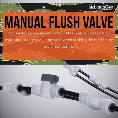 LiquaGen- Super Flow Reverse Osmosis & Deionization (RODI) Water Filtration System | Pressure Gauge with Float Valve | HM Digital TDS Meter - 100 GPD | Ultra Pure Water Softener for 0 TDS/PPM Water