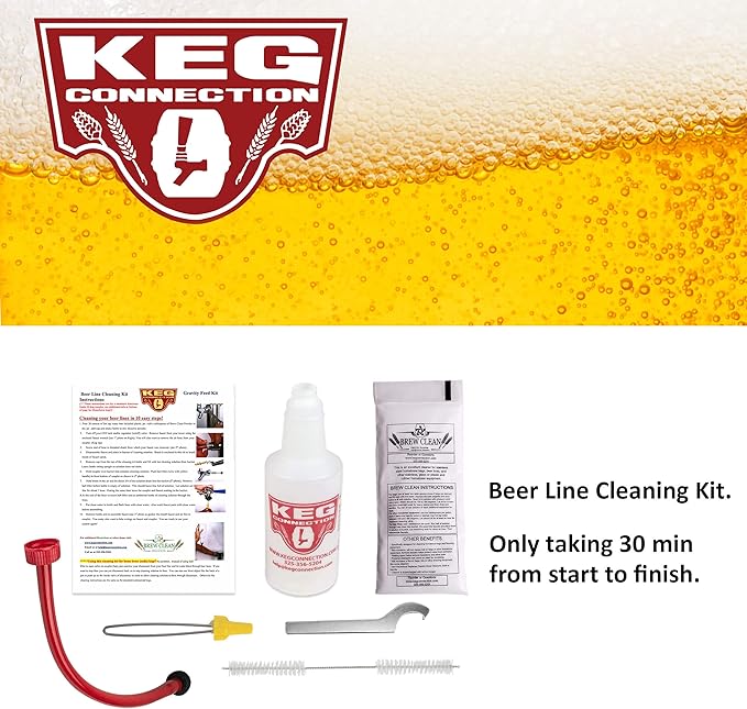 Kegconnection Kegerator Beer Line Cleaning Kit - Easy and Safe to Use Keg Cleaner - with Brew Clean Solution and More