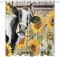 Retro Farmhouse Flower Living Room Curtains 84 Inch Length, Window Curtains Tab Top, Yellow Sunflowers Cow Barn Doors Brown Light Filtering Window Treatments Drapes 52"x84" 2 Panel