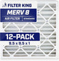 Filter King 9.5x9.5x1 Air Filter | 12-PACK | MERV 8 HVAC Pleated A/C Furnace Filters | MADE IN USA | Actual Size: 9.5 x 9.5 x .75"
