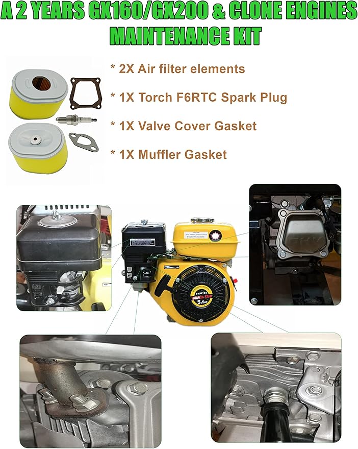 YAMAKATO AFZE18 GX160 GX200 Air Filter for Honda and Clones GX120 Predator Hemi 212 60363 Coleman Ct200u Bt200x MB165 MB200 159cc 196cc 212cc 17210-ZE1-505