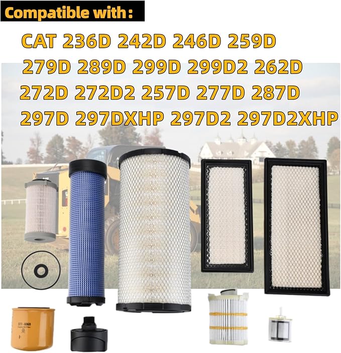 1000 Hours Maintenance Filter Kit 258-2829 265-6619 265-6618 421-5479 377-6969 416-5884 363-5819 110-6326 110-6331 Compatible with CAT 236D 242D 246D 259D 279D 289D 299D 299D2 262D 272D 272D2 257D
