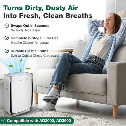 Air Purifier Filter Replacement – Compatible with Air Doctor Models AD3000 and AD3500 – Includes Efficient Air Filter Replacement for Home and Office - Third Party - Product (1-Pack)