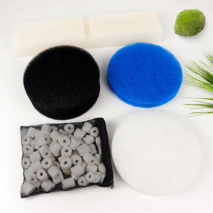 28 PCS Replacement Filter Media Kit Compatible with Fluval FX2/FX4/FX5/FX6 Aquarium Filters Include Media, Carbon Foam Pad, Water Polishing Pads, Bio-Foam Pads, Foam Block, Silicone Lube, Mesh Bag
