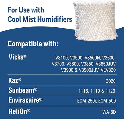 ProTec Humidifier Filter Replacement, Wicking, Pack of 3 – Replacement Filter Works with Vicks Cool Mist Humidifiers and Other Models